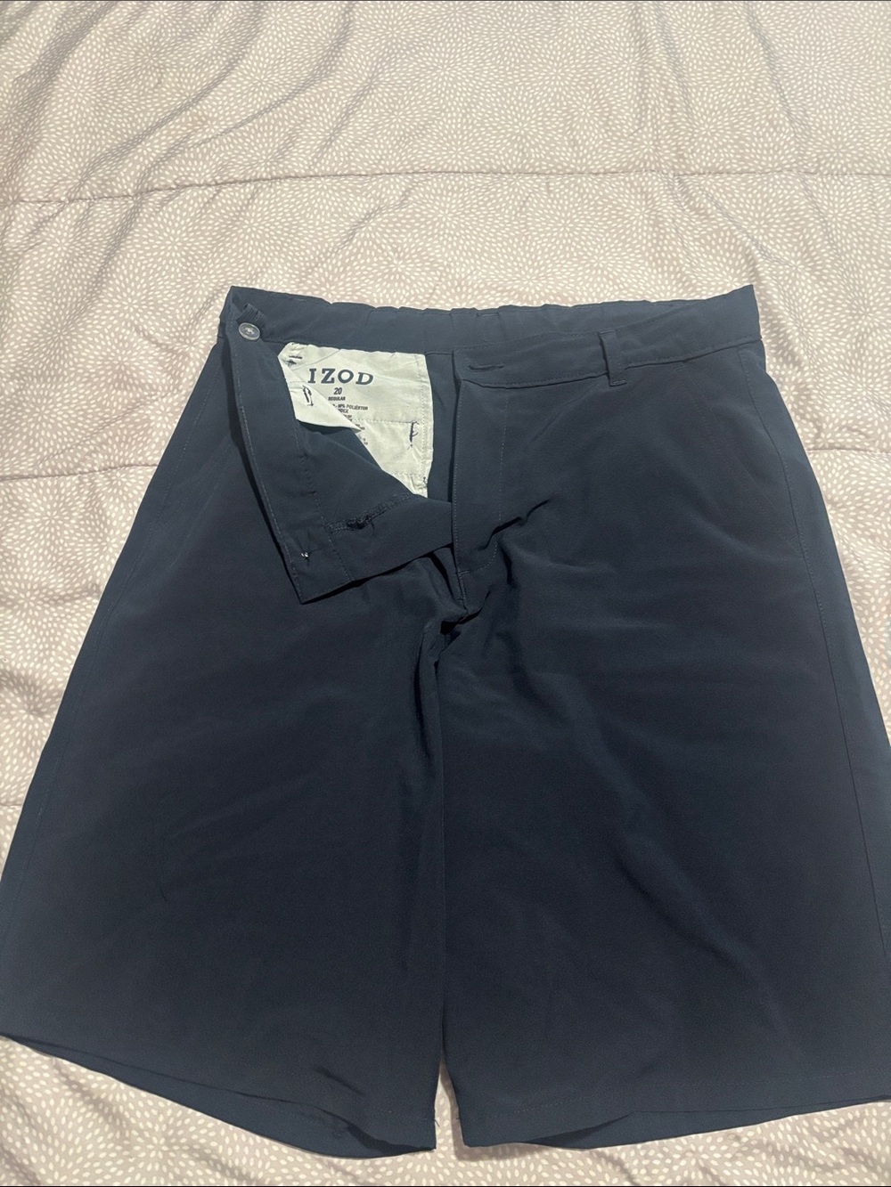 Izod Men's Navy Flat-Front Chino Shorts
